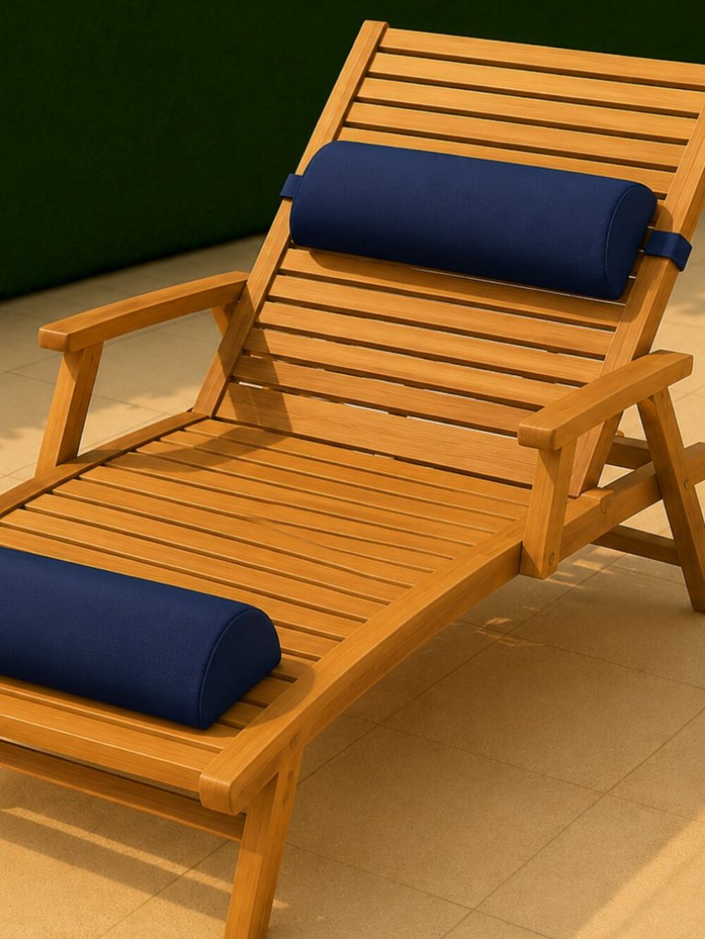 Set of 2 Navy Outdoor Lounge Pillows for Chaise Lounge Chairs